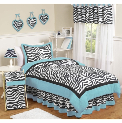 Queen Bedding Curtain  on Zebra Turquoise Bedding Collection 3pc Full Queen Comforter Set